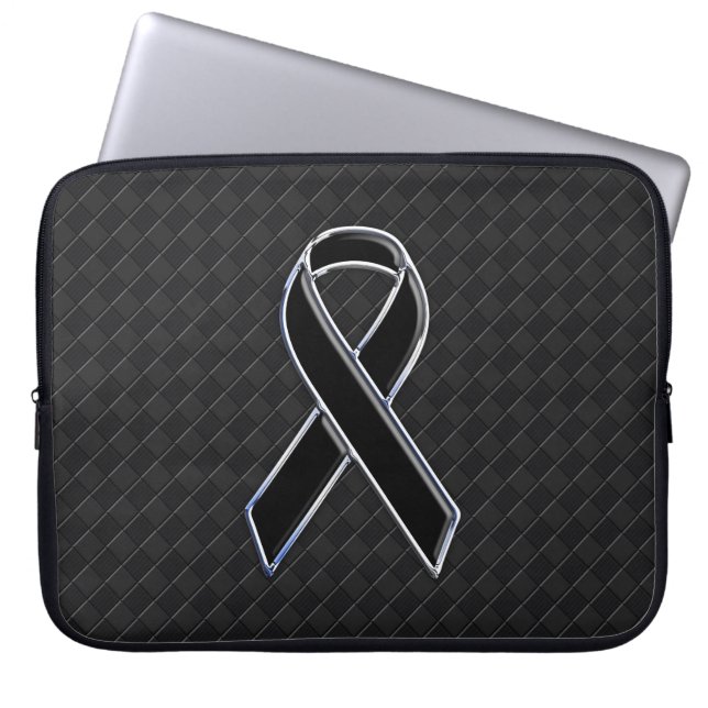 Chrome Black Ribbon Awareness Style Laptop Sleeve (Front)