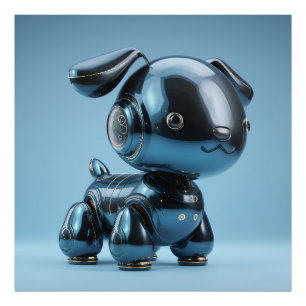Chrome Blue Robot Dog Photo Print