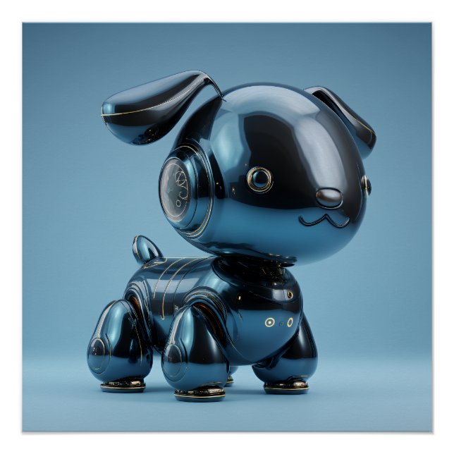 Chrome Blue Robot Dog Poster (Front)