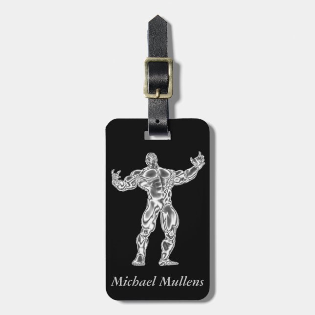 Chrome Bodybuilder Luggage Tag (Front Vertical)