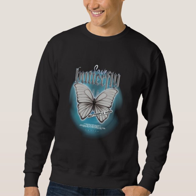Chrome Butterfly Edgy Aesthetic Streetwear Sweatshirt (Front)