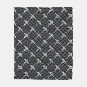 Chrome Caduceus Medical Symbol Carbon Fibre Print Fleece Blanket