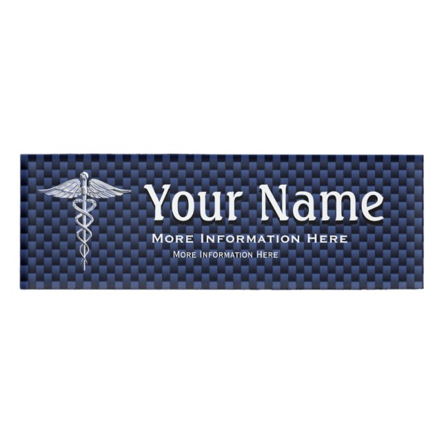 Chrome Caduceus Medical Symbol navy tag Carbon (Front)