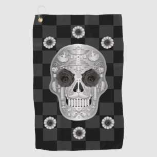 Chrome Calavera (Black Rose) Golf Towel