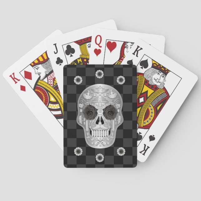 Chrome Calavera (Black Rose) Playing Cards (Back)