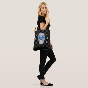 Chrome Calavera (Blue Rose) Tote Bag