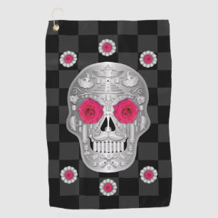 Chrome Calavera (Pink Rose) Golf Towel