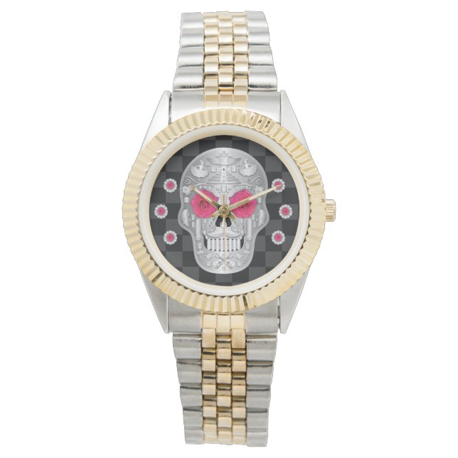 Chrome Calavera (Pink Rose) Watch (Front)