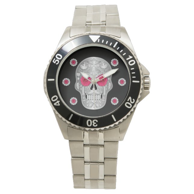 Chrome Calavera (Pink Rose) Watch (Front)