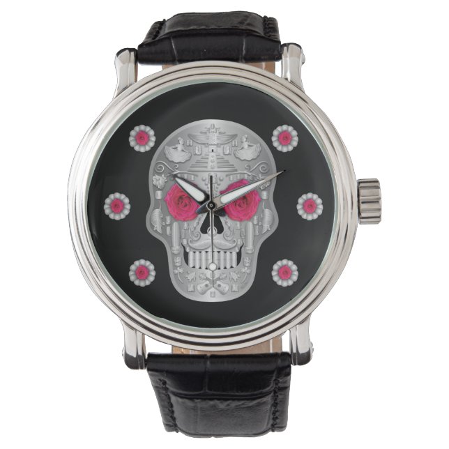Chrome Calavera (Pink Rose) Watch (Front)