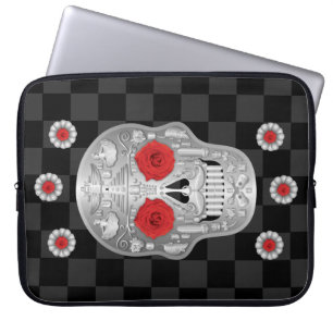 Chrome Calavera (Red Rose) Laptop Sleeve