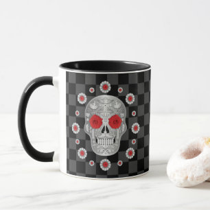 Chrome Calavera (Red Rose) Mug