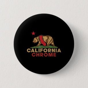 Chrome California Vintage Bear Retro State Pride 6 Cm Round Badge