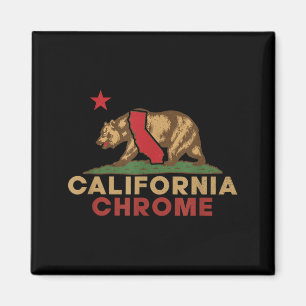 Chrome California Vintage Bear Retro State Pride Magnet