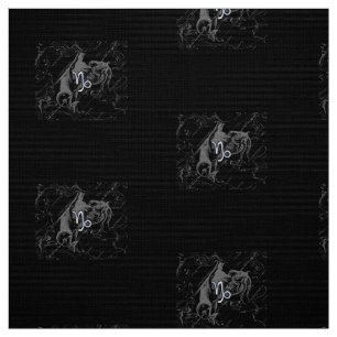 Chrome Capricorn Zodiac Symbol on Hevelius Fabric