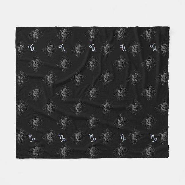 Chrome Capricorn Zodiac Symbol on Hevelius Fleece Blanket (Front (Horizontal))