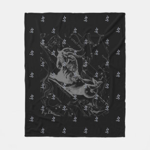 Chrome Capricorn Zodiac Symbol on Hevelius Fleece Blanket
