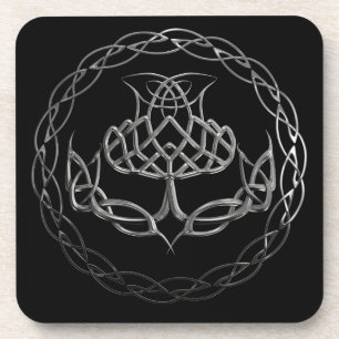 Chrome Celtic Knot Thistle Coaster