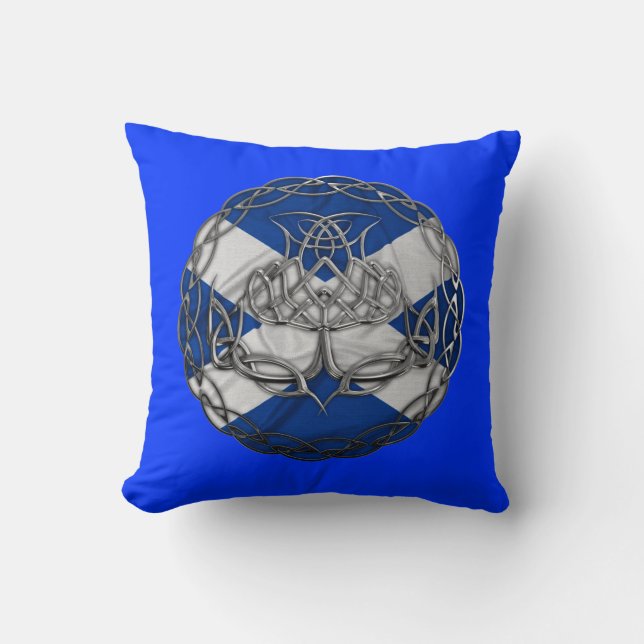 Chrome Celtic Knot Thistle Cushion (Front)