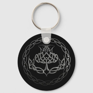 Chrome Celtic Knot Thistle Key Ring