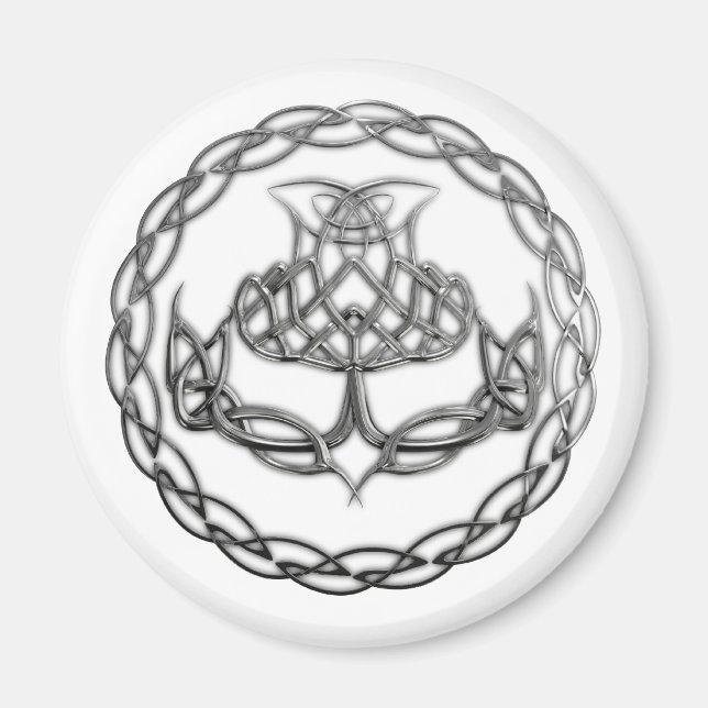 Chrome Celtic Knot Thistle Magnet (Front)