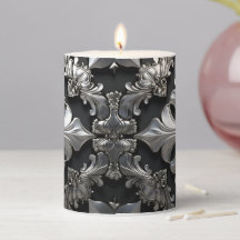 Chrome Cross Design Pillar Candle