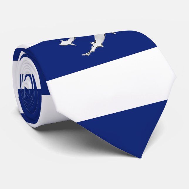 Chrome Diver and Sharks on Nautical navy Stripes Tie (Rolled)