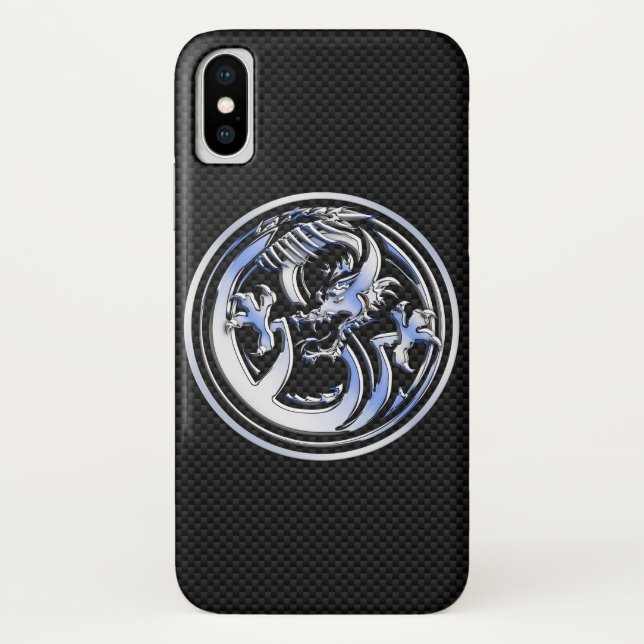 Chrome Dragon Crest black Carbon Fibre Print Case-Mate iPhone Case (Back)