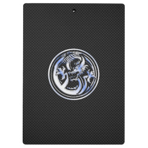 Chrome Dragon Crest black Carbon Fibre Print Clipboard