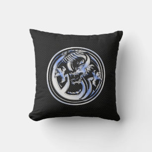 Chrome Dragon Crest black Carbon Fibre Print Cushion