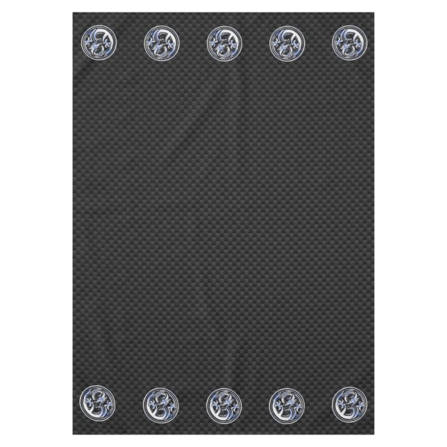Chrome Dragon Crest in Carbon Fiber Print Tablecloth (Front)