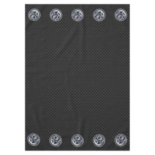 Chrome Dragon Crest in Carbon Fibre Print Tablecloth