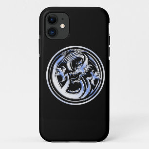 Chrome Dragon Crest on Black Print  iPhone 11 Case