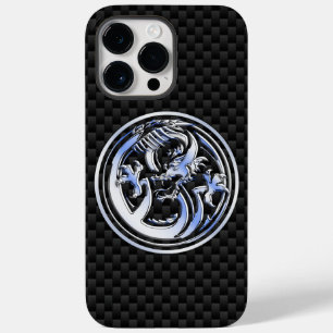 Chrome Dragon Crest on Carbon Fibre Case-Mate iPhone 14 Pro Max Case