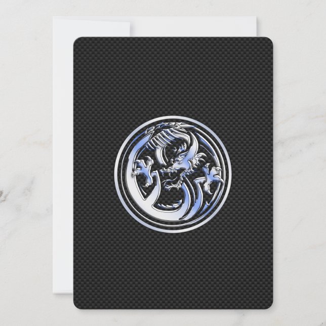 Chrome Dragon Crest on Carbon Fibre Print (Front)