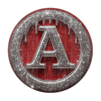 Chrome Drip Letter A Monogram Glitter Icon Cutting Board