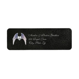 Chrome & Faux Leather Winged Heart Address Label Return Address Label