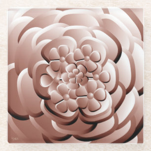 Chrome Flowers - Copper Glass Coaster