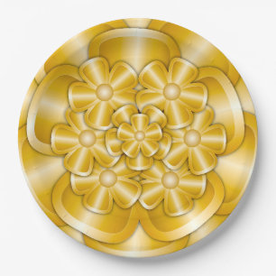 Chrome Flowers - Gold Paper Plate