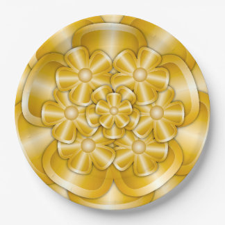 Chrome Flowers - Gold Paper Plate