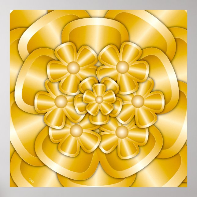 Chrome Flowers - Gold Poster (Front)