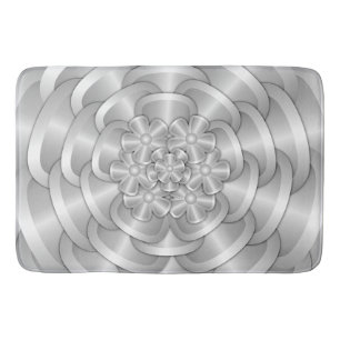 Chrome Flowers - Silver Bath Mat