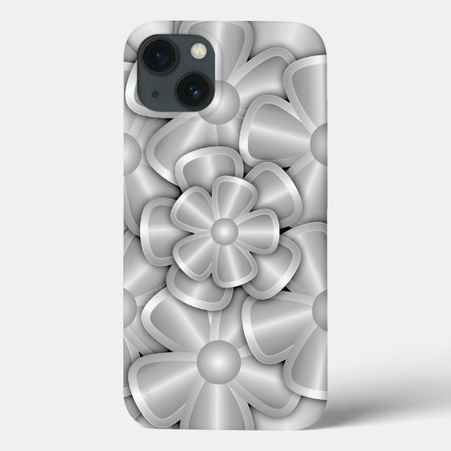 Chrome Flowers - Silver Case-Mate iPhone Case (Back)