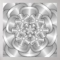 Chrome Flowers - Silver Poster