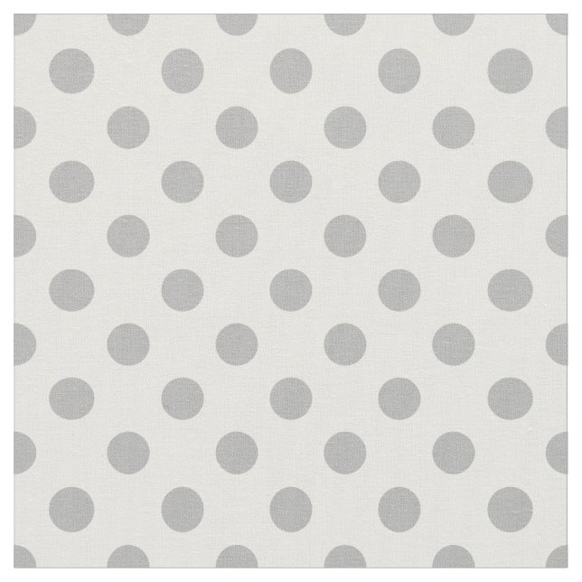 Chrome Grey Polka Dots Circles Fabric (Close Up)