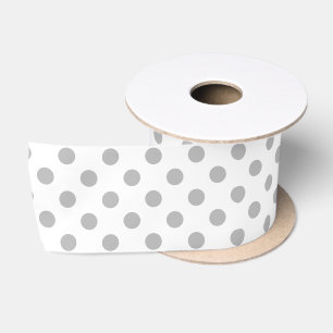 Chrome Grey Polka Dots Circles Satin Ribbon