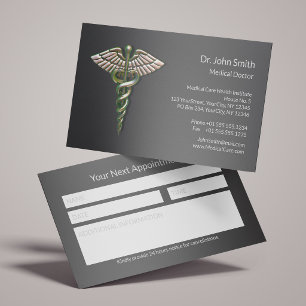 Chrome Holographic 3D Caduceus Medical  Appointment Card