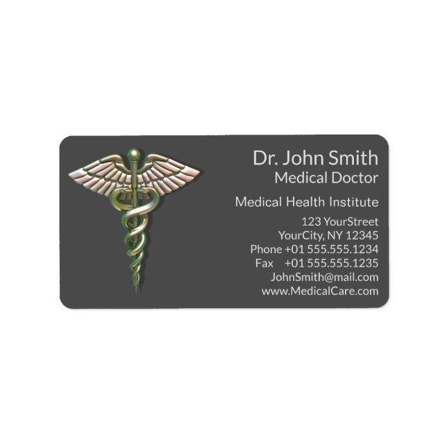 Chrome Holographic 3D Medical Caduceus Label (Front)