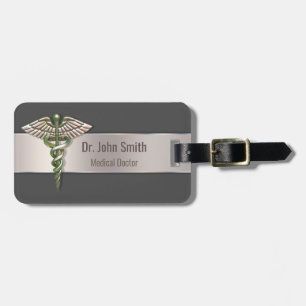 Chrome Holographic 3D Medical Caduceus Luggage Tag