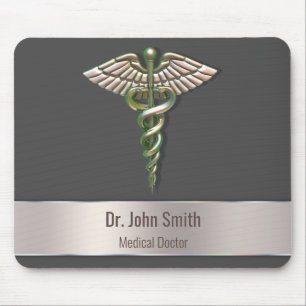 Chrome Holographic 3D Medical Caduceus Mouse Pad